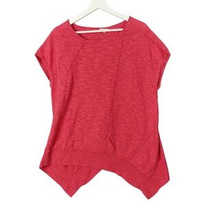 Eileen Fisher Organic Linen Asymmetrical Hem Top Coral‎ Sustainable Womens XL